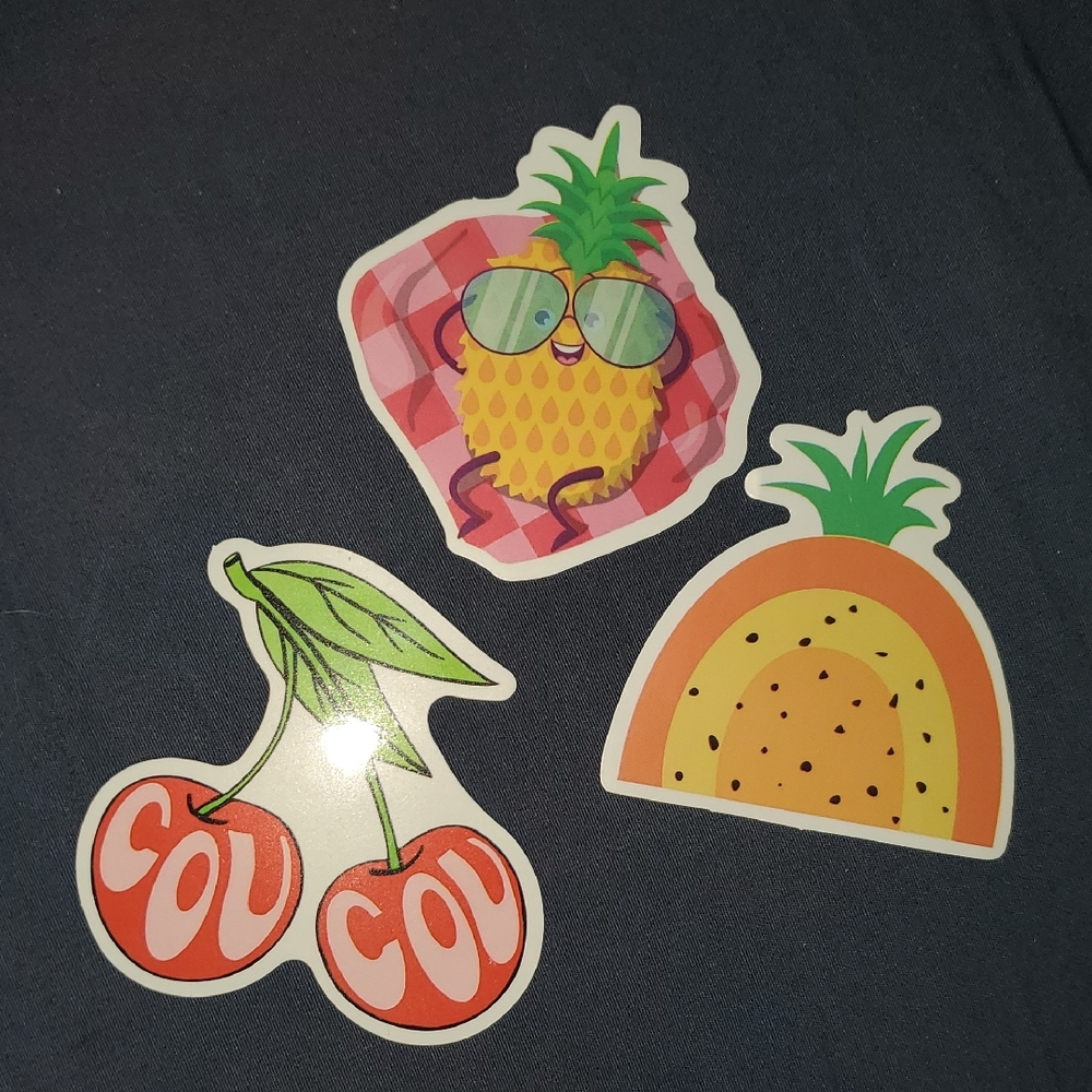 🌈FREE W/BUNDLE🌈 Set Of 3 Pineapple Cherry Fruit-Themed Stickers